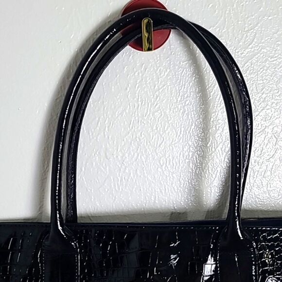 Leopard Print & Black Bag with Black Patent Trim - Picture 3 of 8